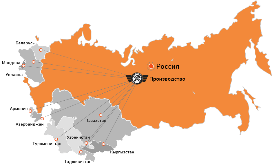 Направления поставки по странам СНГ